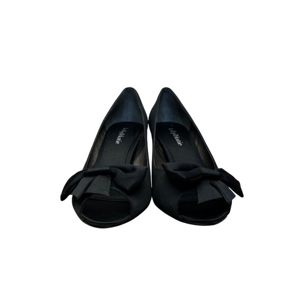 Kelly & Katie Women’s Black Fabric With Bow Accent Peep-Toe Pumps Size 8M - Picture 2 of 9